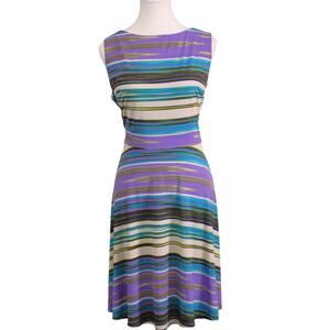 Women's Sleeveless Swing Dress Purple & Teal sz 14 Petite